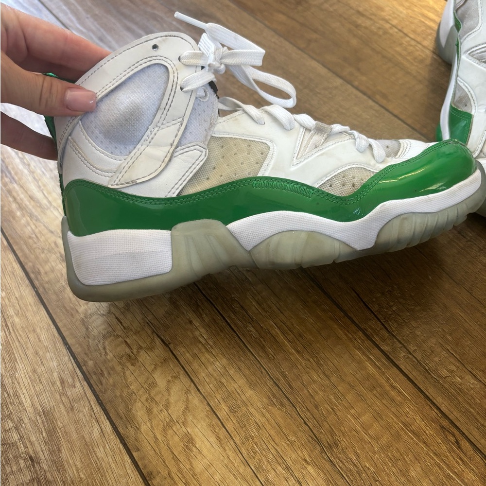 Jordan Kids White and Green Sneakers